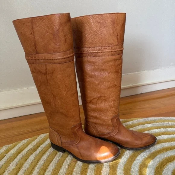 Frye Trapunto Saddle Riding Knee High Boots - Picture 2 of 2